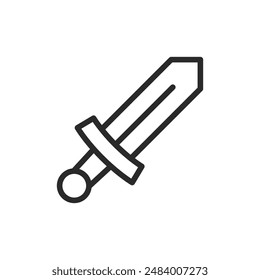 Espada, icono de estilo lineal. Ancho de trazo editable