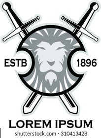 Sword  with lion shield , vector illustration