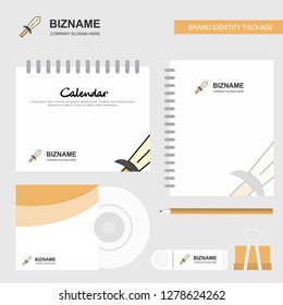 Sword Logo, Calendar Template, CD Cover, Diary and USB Brand Stationary Package Design Vector Template