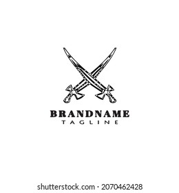 logo de la espada icono de dibujos animados diseño negro de vector aislado