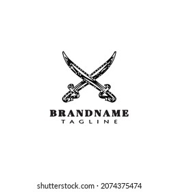 logotipo de la espada caricatura plantilla de diseño negro vector aislado lindo