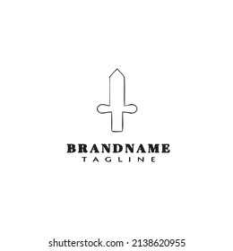 logotipo de la espada caricatura plantilla de diseño negro vector aislado