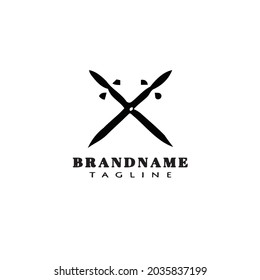 plantilla de icono de caricatura con logotipo de espada ilustración vectorial moderna
