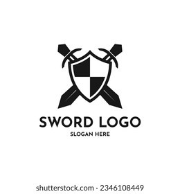 Sword logo design creative ideas, sword logo design vintage badge