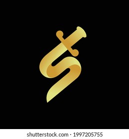 Sword logo design, letter S logo design