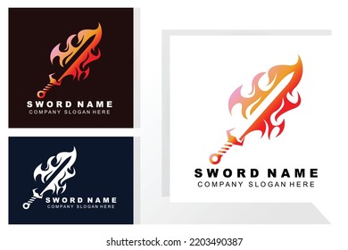 Sword Logo Design, Premium Retro Vintage Style Combat Tool Vector Illustration