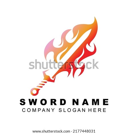 Sword Logo Design, Premium Retro Vintage Style Combat Tool vector illustration