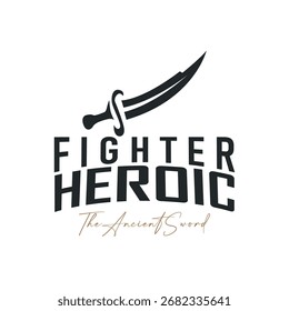 Sword logo design with simple black silhouette knight weapon concept templet illustration symbol icon