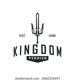 Diseño de logotipo de espada con silueta negra simple concepto de arma de caballero ilustración de plantilla icono de símbolo