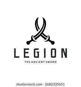 Sword logo design with simple black silhouette knight weapon concept templet illustration symbol icon
