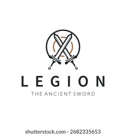 Diseño de logotipo de espada con silueta negra simple concepto de arma de caballero ilustración de plantilla icono de símbolo