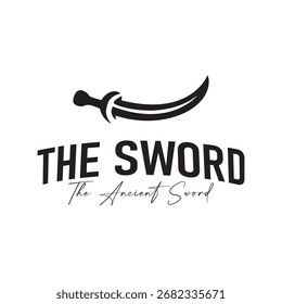 Diseño de logotipo de espada con silueta negra simple concepto de arma de caballero ilustración de plantilla icono de símbolo