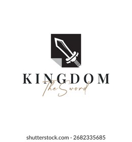Diseño de logotipo de espada con silueta negra simple concepto de arma de caballero ilustración de plantilla icono de símbolo