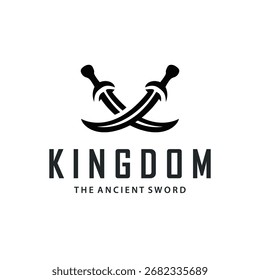 Design de logotipo de espada com simples preto silhueta cavaleiro conceito de arma modelo ilustração ícone símbolo