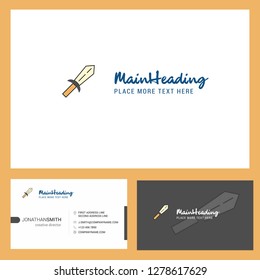 Sword Logo design with Tagline & Front and Back Busienss Card Template. Vector Creative Design