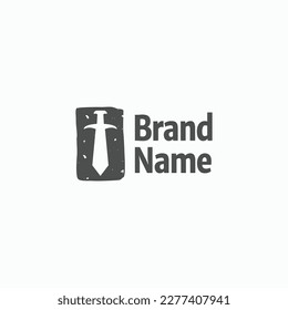 sword logo design template flat vector