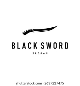 sword logo design, a tool of war and cutting with a simple black silhouette, illustration of a sword symbol template for a product or business brand