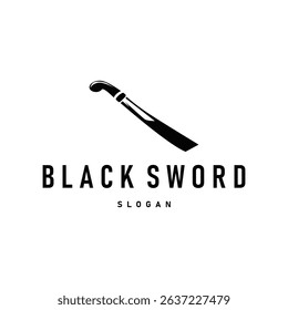 sword logo design, a tool of war and cutting with a simple black silhouette, illustration of a sword symbol template for a product or business brand