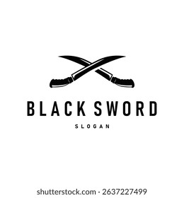 sword logo design, a tool of war and cutting with a simple black silhouette, illustration of a sword symbol template for a product or business brand