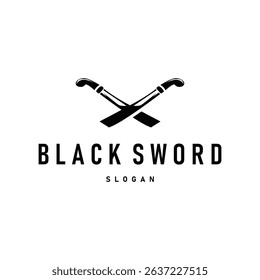 sword logo design, a tool of war and cutting with a simple black silhouette, illustration of a sword symbol template for a product or business brand