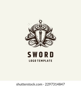 Ilustración vectorial de diseño de logotipo de espada