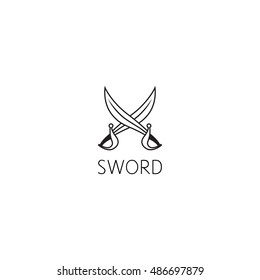 sword logo graphic design concept. Editable sword element, can be used as logotype, icon, template in web and print