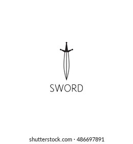 sword logo graphic design concept. Editable sword element, can be used as logotype, icon, template in web and print