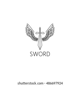 sword logo graphic design concept. Editable sword element, can be used as logotype, icon, template in web and print