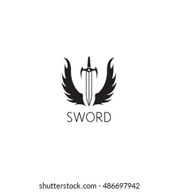 sword logo graphic design concept. Editable sword element, can be used as logotype, icon, template in web and print