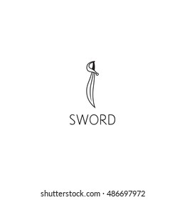 sword logo graphic design concept. Editable sword element, can be used as logotype, icon, template in web and print