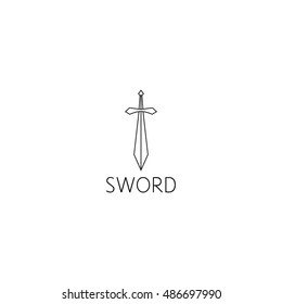 sword logo graphic design concept. Editable sword element, can be used as logotype, icon, template in web and print