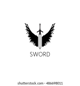 sword logo graphic design concept. Editable sword element, can be used as logotype, icon, template in web and print