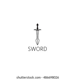 sword logo graphic design concept. Editable sword element, can be used as logotype, icon, template in web and print