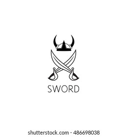 sword logo graphic design concept. Editable sword element, can be used as logotype, icon, template in web and print