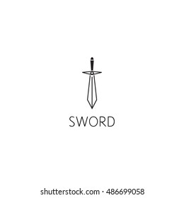 sword logo graphic design concept. Editable sword element, can be used as logotype, icon, template in web and print