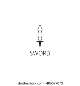 sword logo graphic design concept. Editable sword element, can be used as logotype, icon, template in web and print