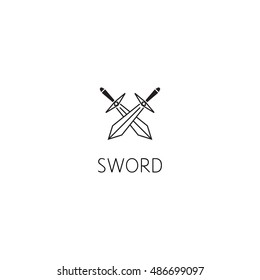 sword logo graphic design concept. Editable sword element, can be used as logotype, icon, template in web and print