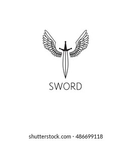 sword logo graphic design concept. Editable sword element, can be used as logotype, icon, template in web and print