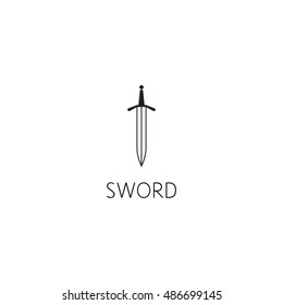 sword logo graphic design concept. Editable sword element, can be used as logotype, icon, template in web and print