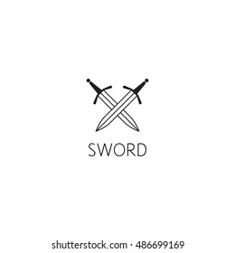 sword logo graphic design concept. Editable sword element, can be used as logotype, icon, template in web and print