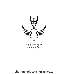 sword logo graphic design concept. Editable sword element, can be used as logotype, icon, template in web and print