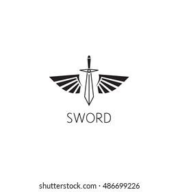 sword logo graphic design concept. Editable sword element, can be used as logotype, icon, template in web and print