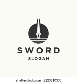 Sword logo icon flat design template 