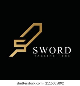 Icono de logotipo de espada con vector de logotipo inicial de letra 