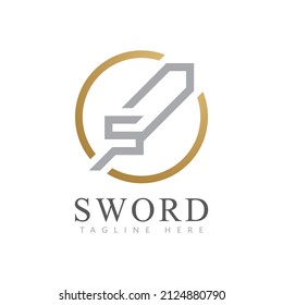 Sword Logo icon with A letter initial logotype vector 
