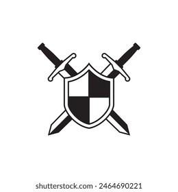 Diseño aislado de la Ilustración vectorial del icono del logotipo de la espada sobre fondo blanco