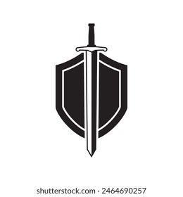 Diseño aislado de la Ilustración vectorial del icono del logotipo de la espada sobre fondo blanco