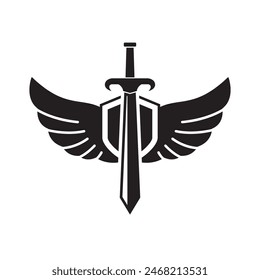 Schwert Logo Symbol Vektorillustration Design isoliert auf weißem Hintergrund