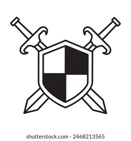 Diseño aislado de la Ilustración vectorial del icono del logotipo de la espada sobre fondo blanco