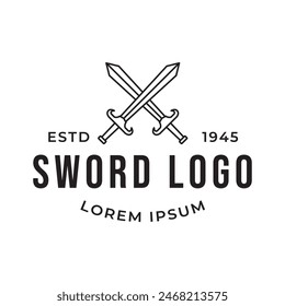 Diseño aislado de la Ilustración vectorial del icono del logotipo de la espada sobre fondo blanco